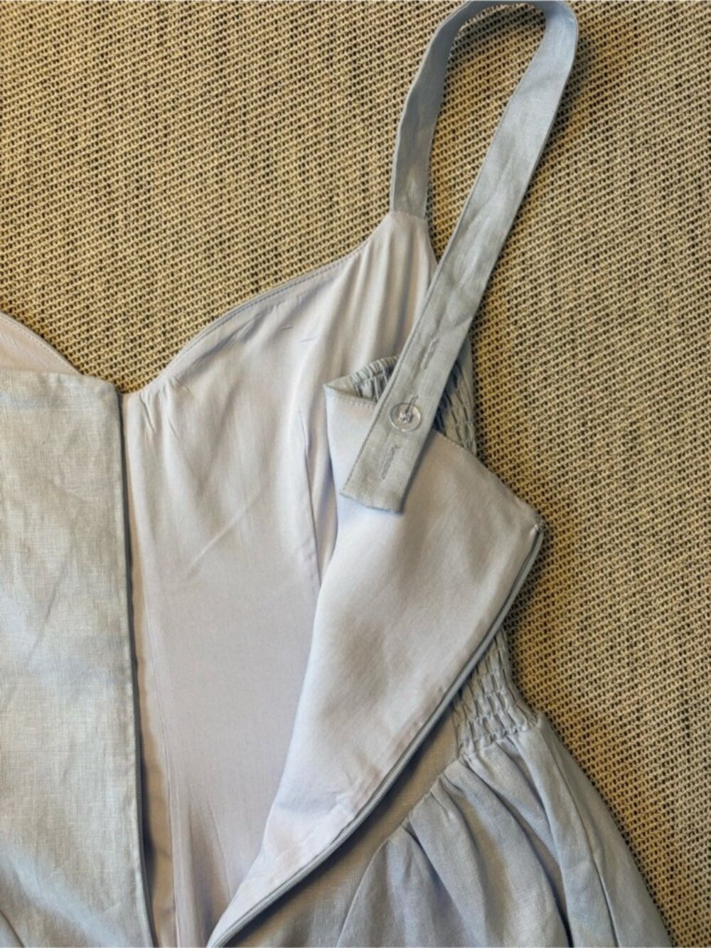 NEW Reformation Birdie Linen Sleeveless Midi Dress Cloud Blue US 2 UK 6 - Picture 13 of 15